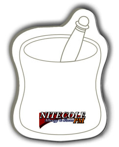 Promotional Sticky Notes: 4 inch x 3 inch Mortar and Pestle Shaped Sticky Notes